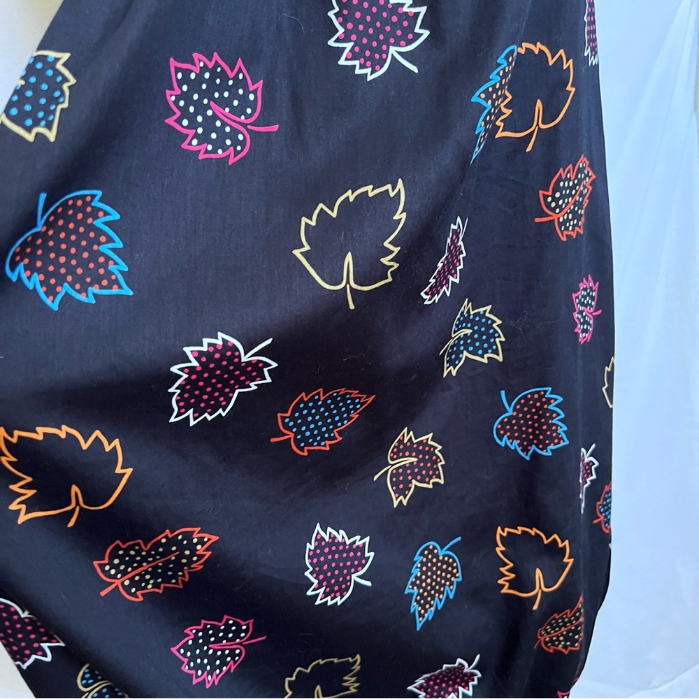Marc By Marc Jacobs Black Cotton Bubble Dress with Multicolor Leaf Design - Picture 7 of 15